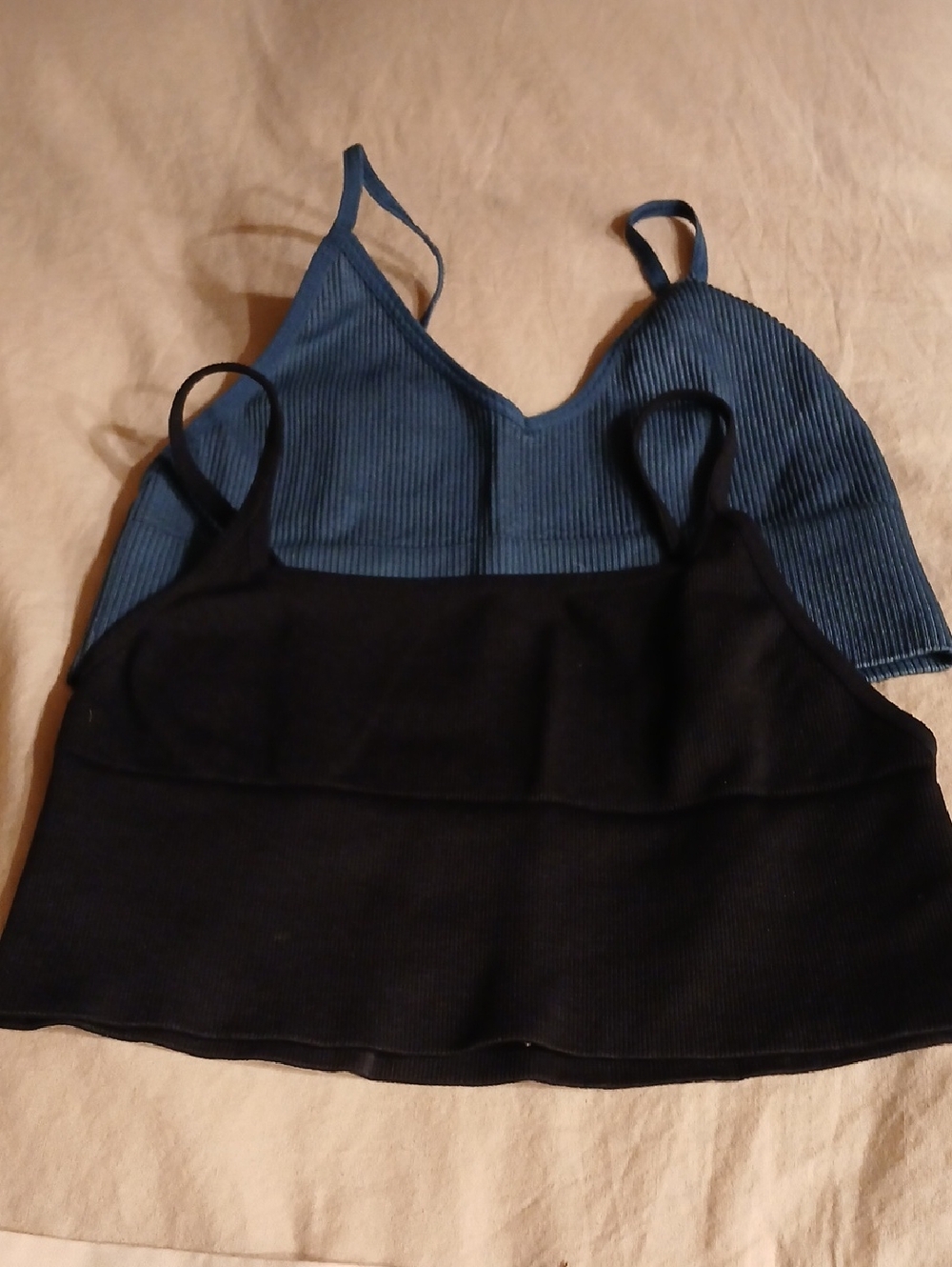 Free People And Urban Outfitters Blue and Black Ribbed Cami Set